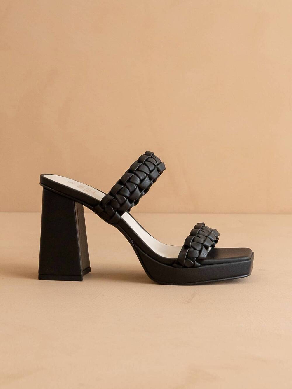 NEW OASIS SOCIETY women's zenda braided chunky platform party heel sandal in bla